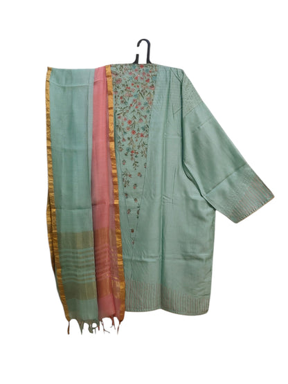 Semi Stitched Chanderi Formal Suitset