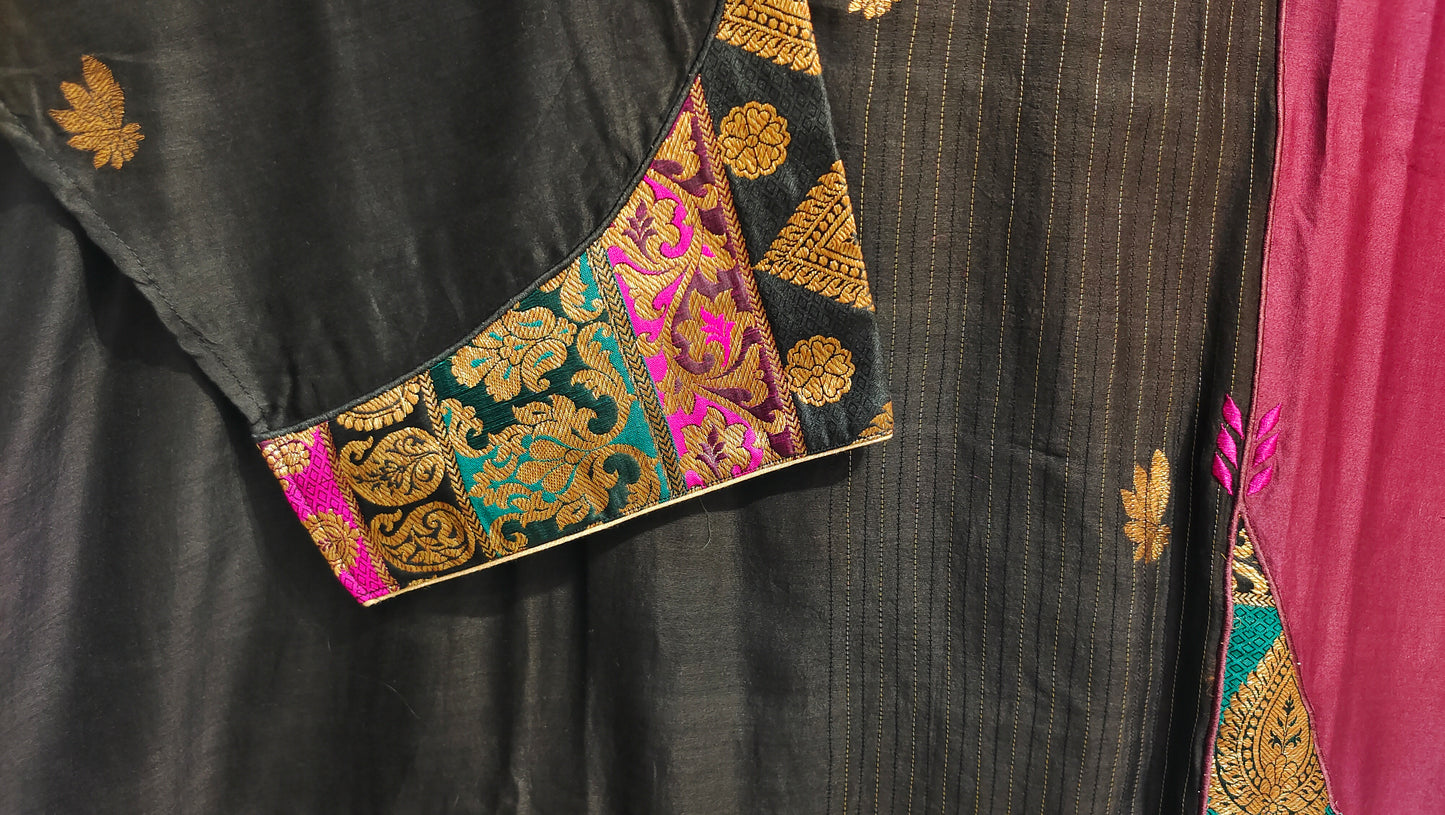 Semi Stitched Chanderi Formal Suitset