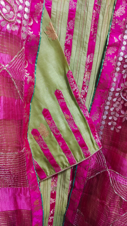Semi Stitched Chanderi  Formal kurta