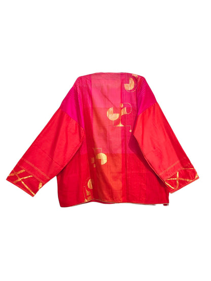 SemiStitched zariwoven Crimson-Red chanderi Tunic