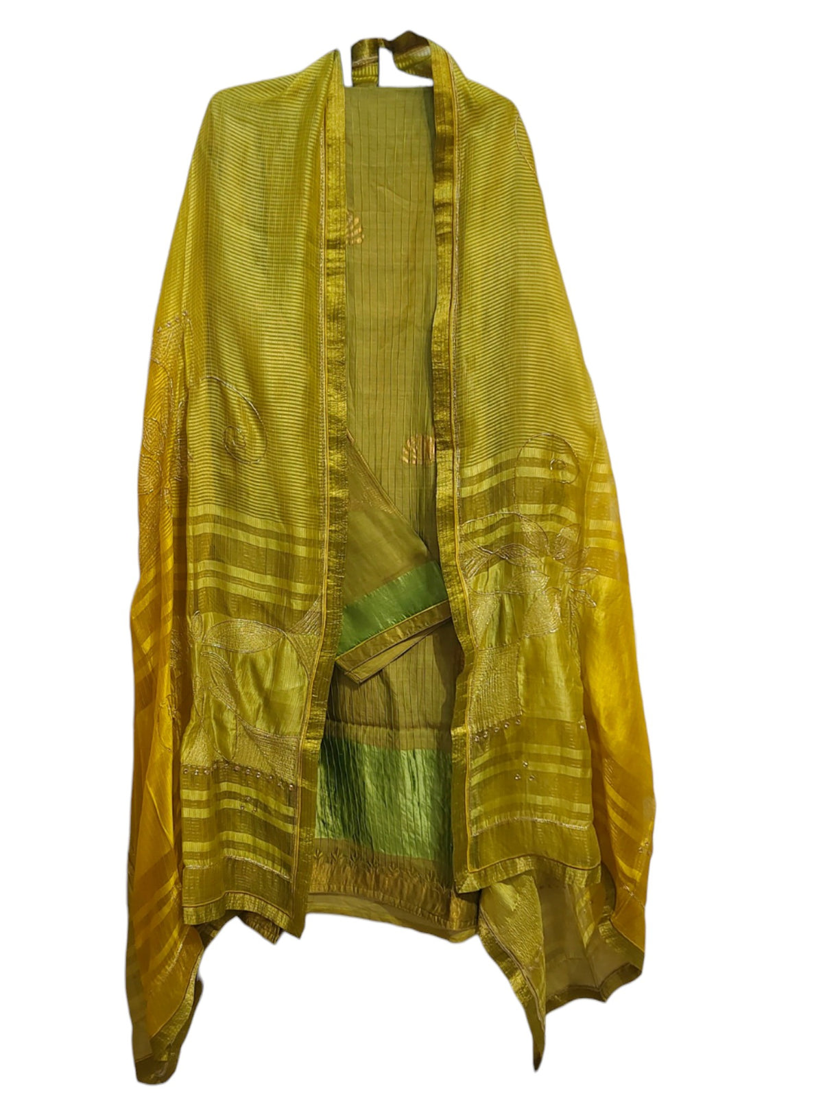 Semi Stitched Chanderi Formal Suitset