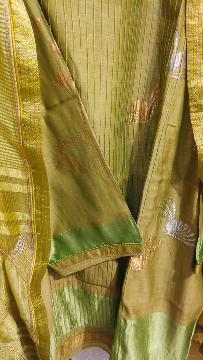 Semi Stitched Chanderi Formal Suitset