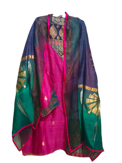 Semi Stitched Chanderi Formal Suitset