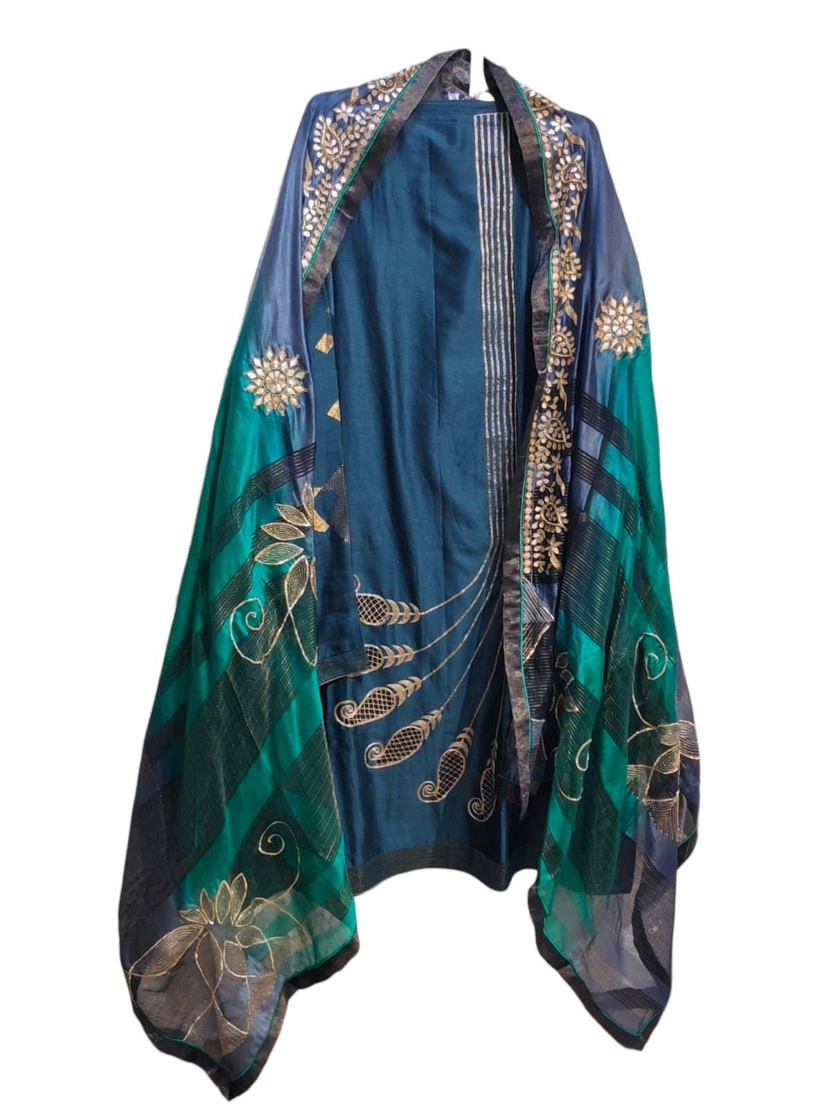 Semi Stitched Chanderi Formal Suitset
