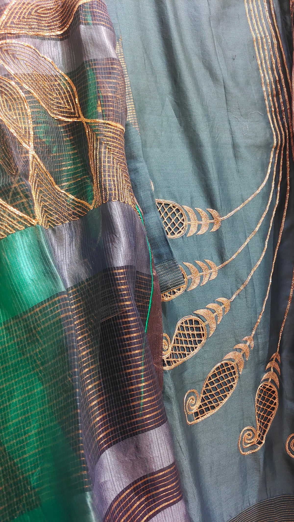 Semi Stitched Chanderi Formal Suitset