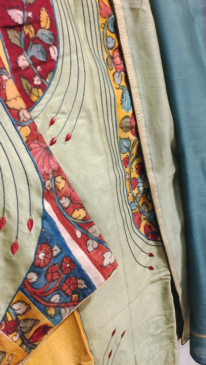 Semi Stitched Chanderi Formal Suitset