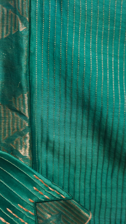 Formal silk linen embroidered Saree