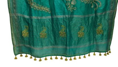 Formal silk linen embroidered Saree