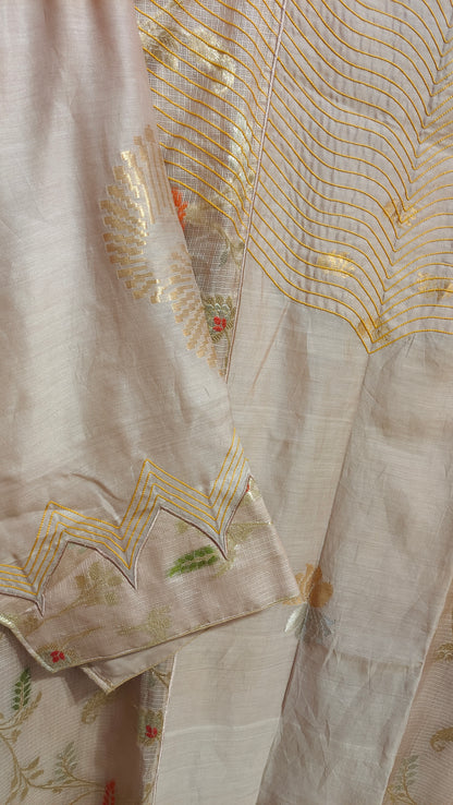 Semi Stitched Chanderi Formal Suitset