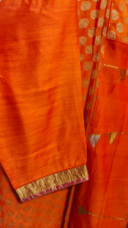 Semi Stitched Chanderi Formal Suitset