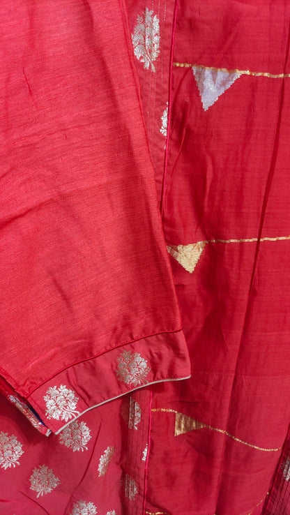 Semi Stitched Chanderi Formal Suitset
