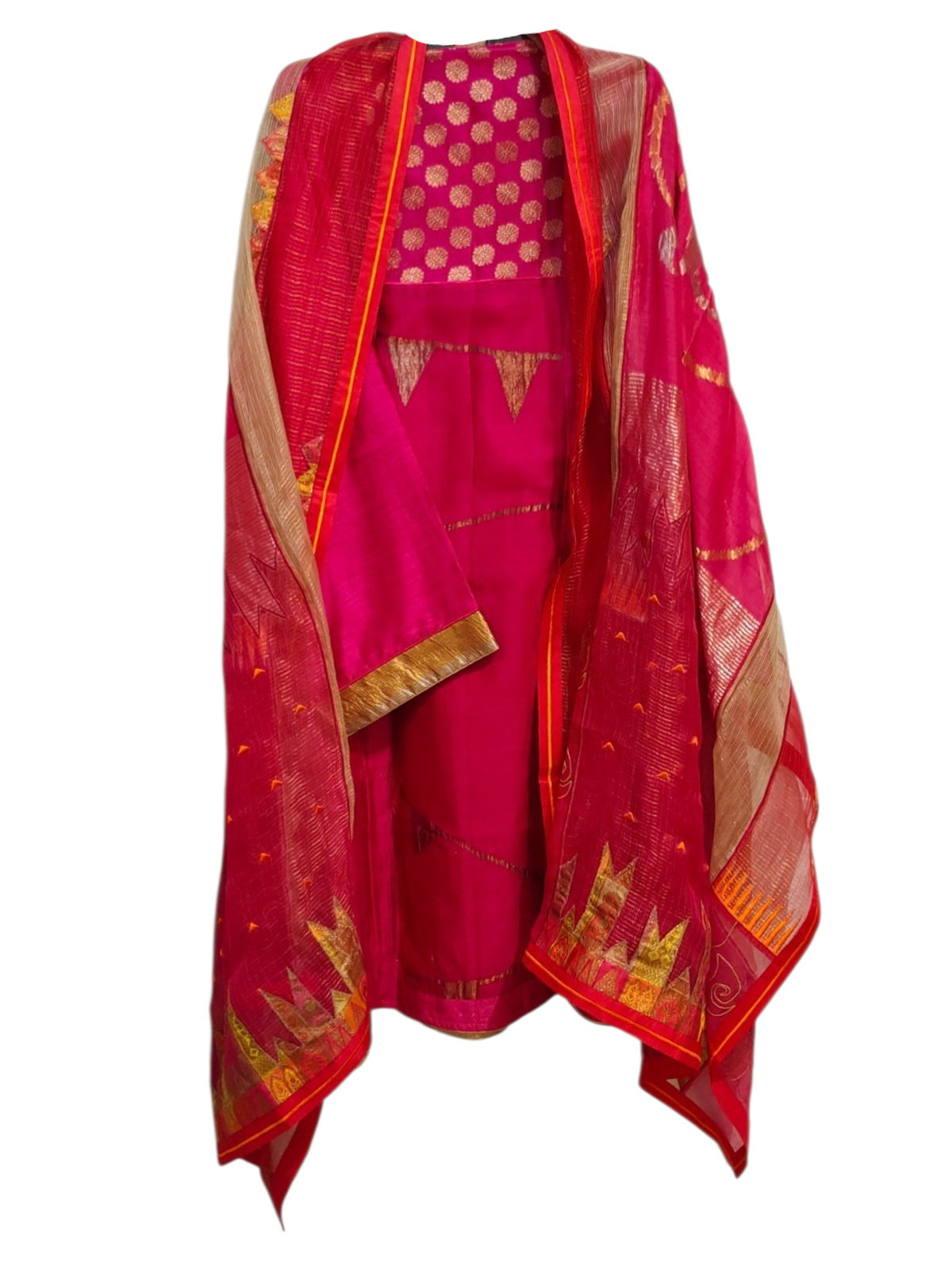 Semi Stitched Chanderi Formal Suitset