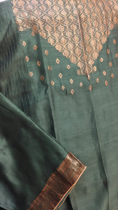 SemiStitched Chanderi Zari Woven Tunic