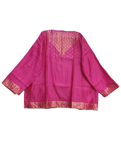 SemiStitched Chanderi Zari Woven Tunic