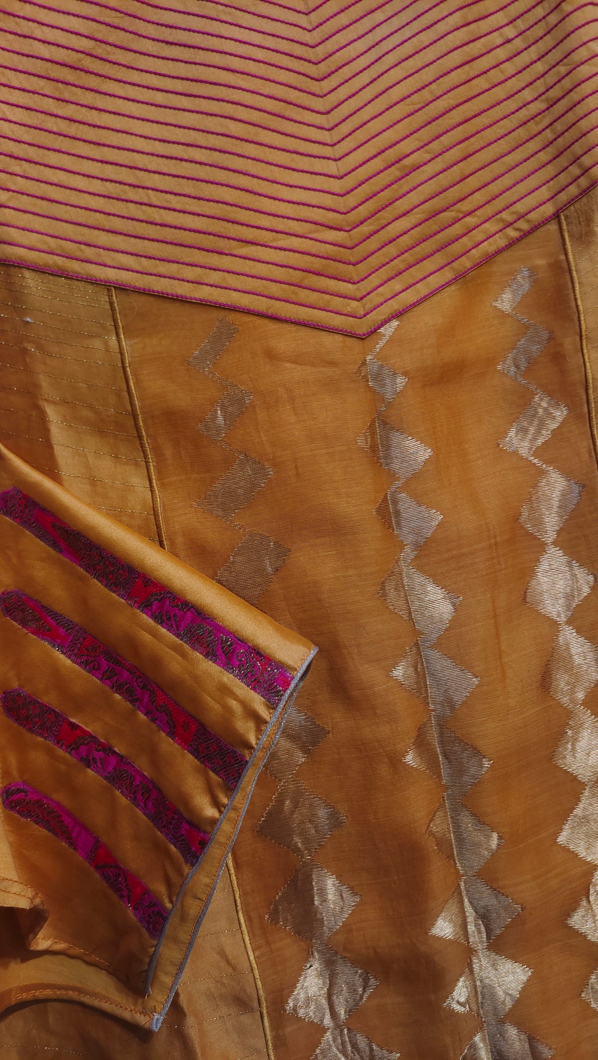SemiStitched Chanderi Zari Woven Tunic