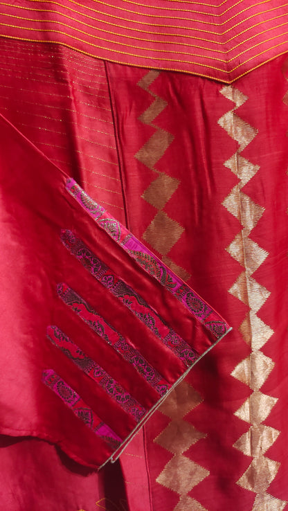 SemiStitched Chanderi Zari Woven Tunic