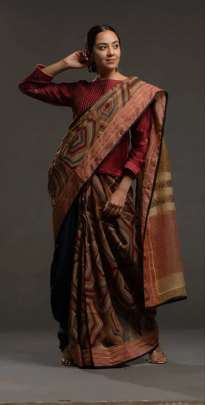 Kalamkari Silk Formal Saree (VKSRJUN144) - VISHAL KAPUR