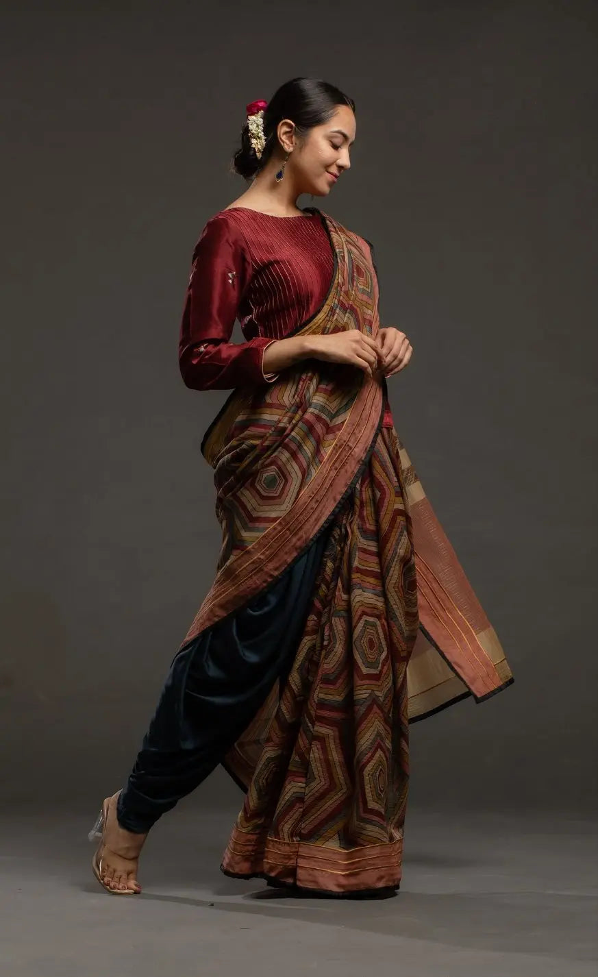 Buy RIMISHA ETHINIC Solid/Plain Bollywood Satin Blue Sarees Online @ Best  Price In India | Flipkart.com