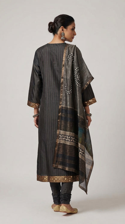 Semi Stitched Formal chanderi Suitset