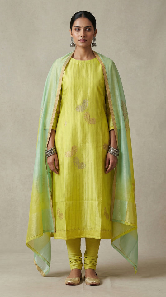 Semi Stitched Formal chanderi Suitset