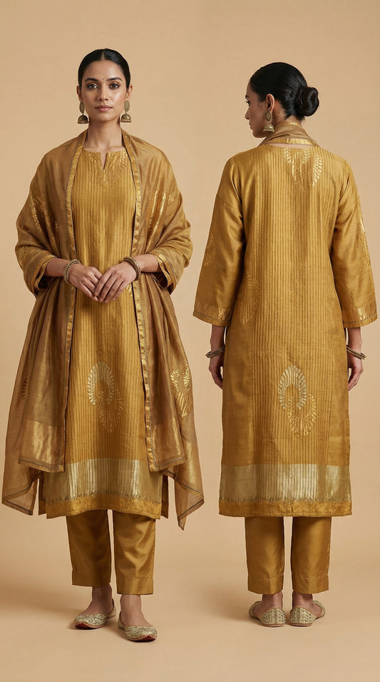 Semi Stitched Formal chanderi Suitset