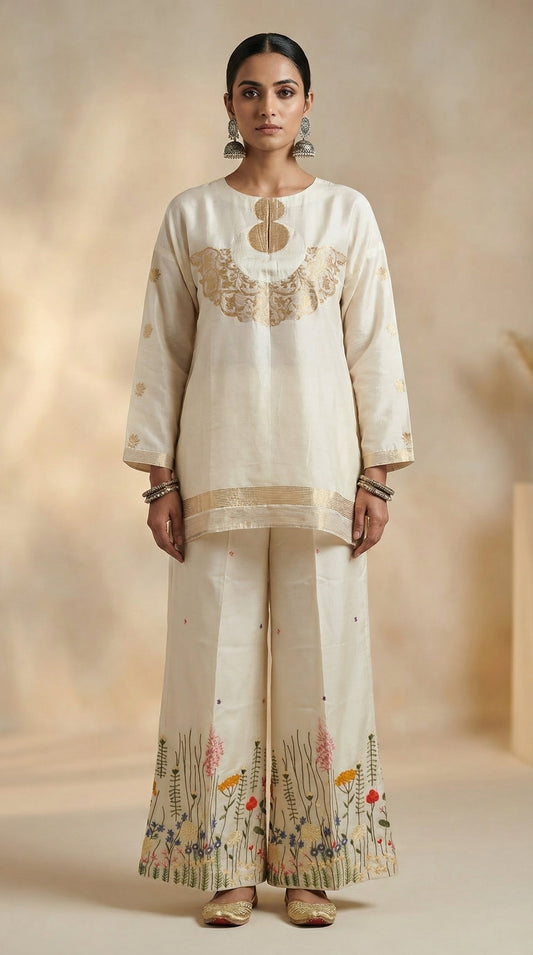 Formal chanderi Embroidered Indowestern set (Copy) VISHAL KAPUR STUDIO