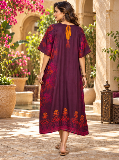 Stitched Cotton mudal Digital Printed Kaftan