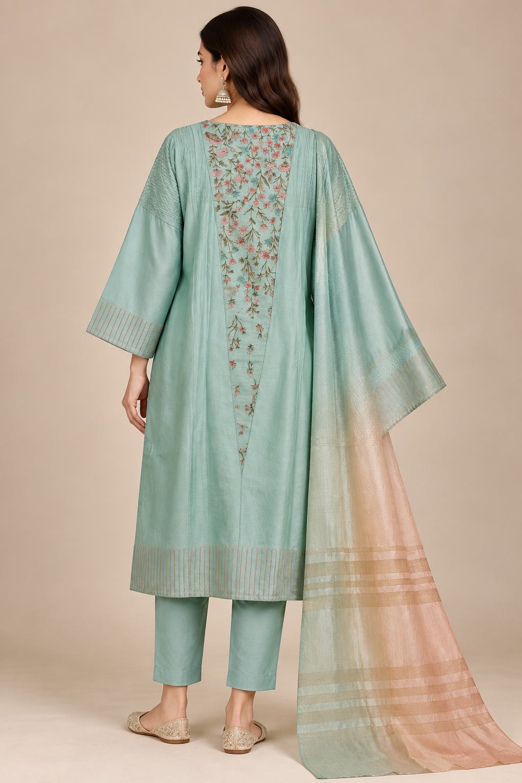 Semi Stitched Chanderi Formal Suitset