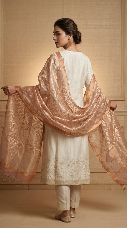 Semi Stitched Formal chanderi Suitset