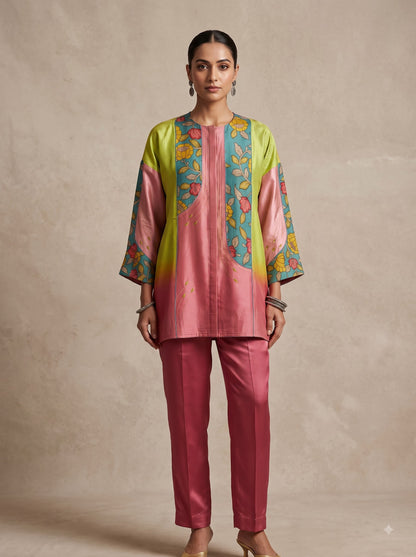 Semi Stitched Chanderi Kalamkari Short Tunic