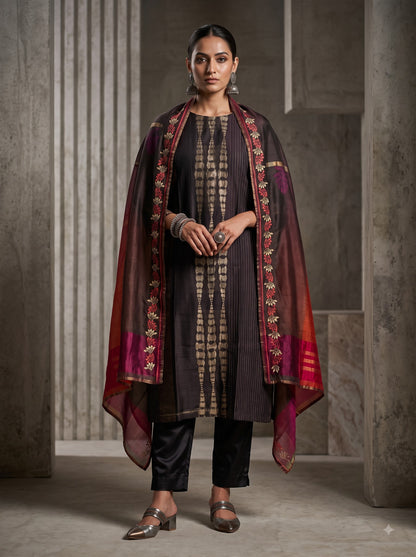 Semi Stitched Chanderi Formal Suitset