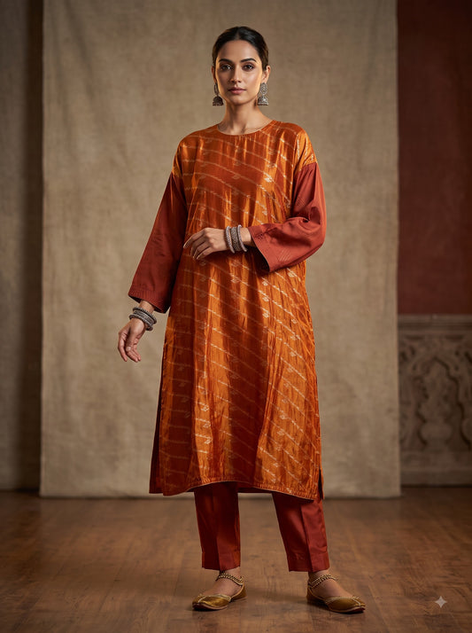 Semi Stitched Chanderi  Formal kurta