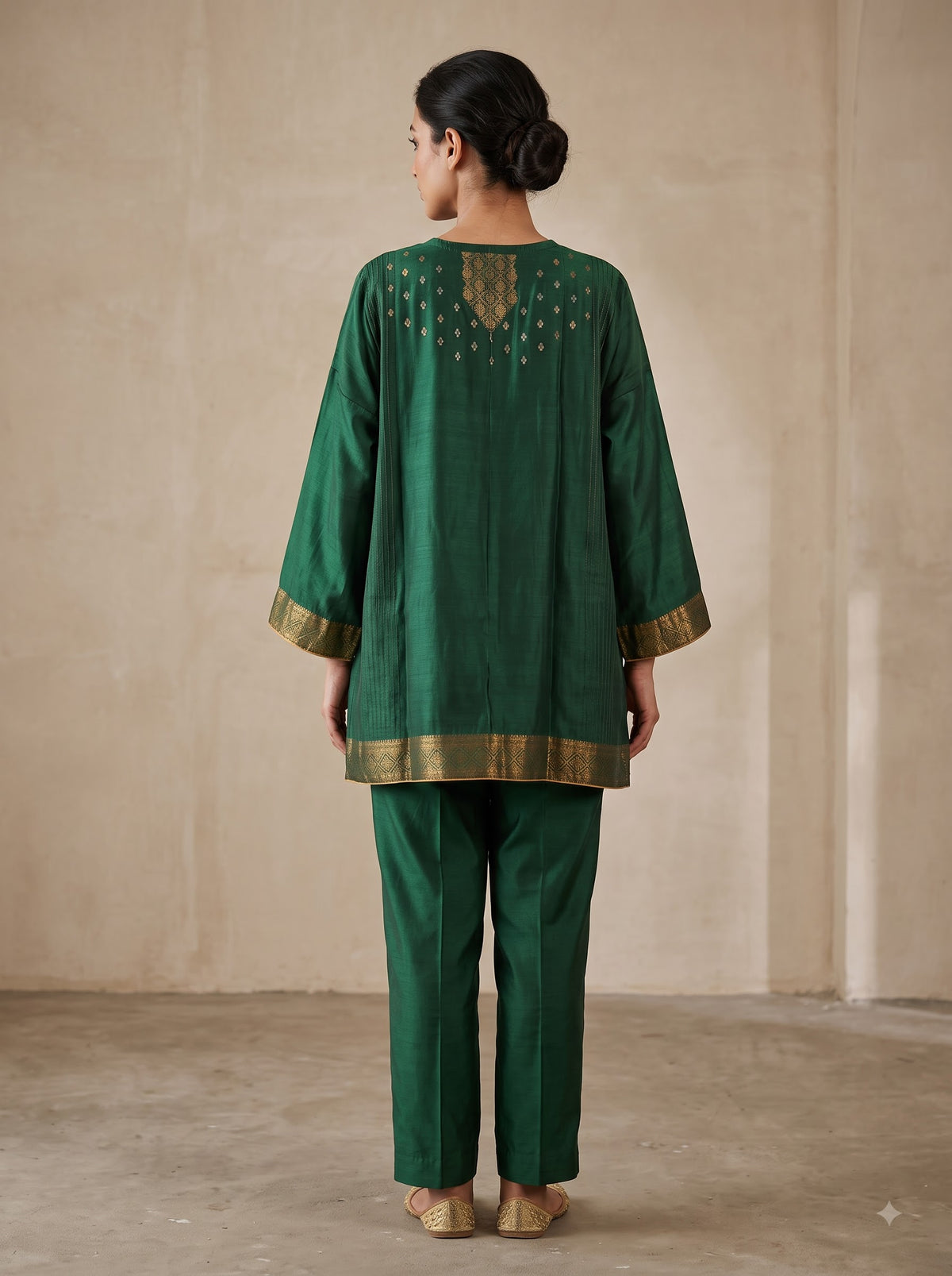 SemiStitched Chanderi Zari Woven Tunic