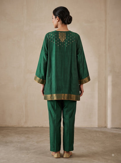 SemiStitched Chanderi Zari Woven Tunic