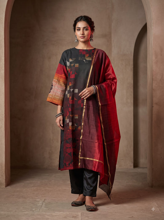 Semi Stitched Cotton Casual Suitset