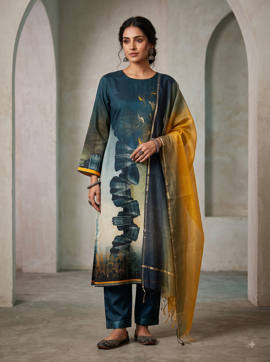 Semi Stitched Cotton Casual Suitset