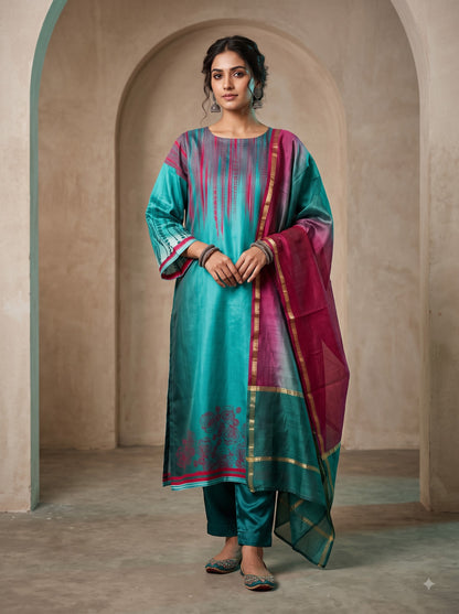 Semi Stitched Cotton Casual Suitset