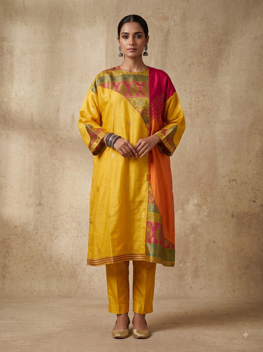 Semi Stitched Chanderi  Formal kurta