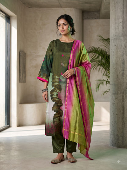 Semi Stitched Cotton Casual Suitset