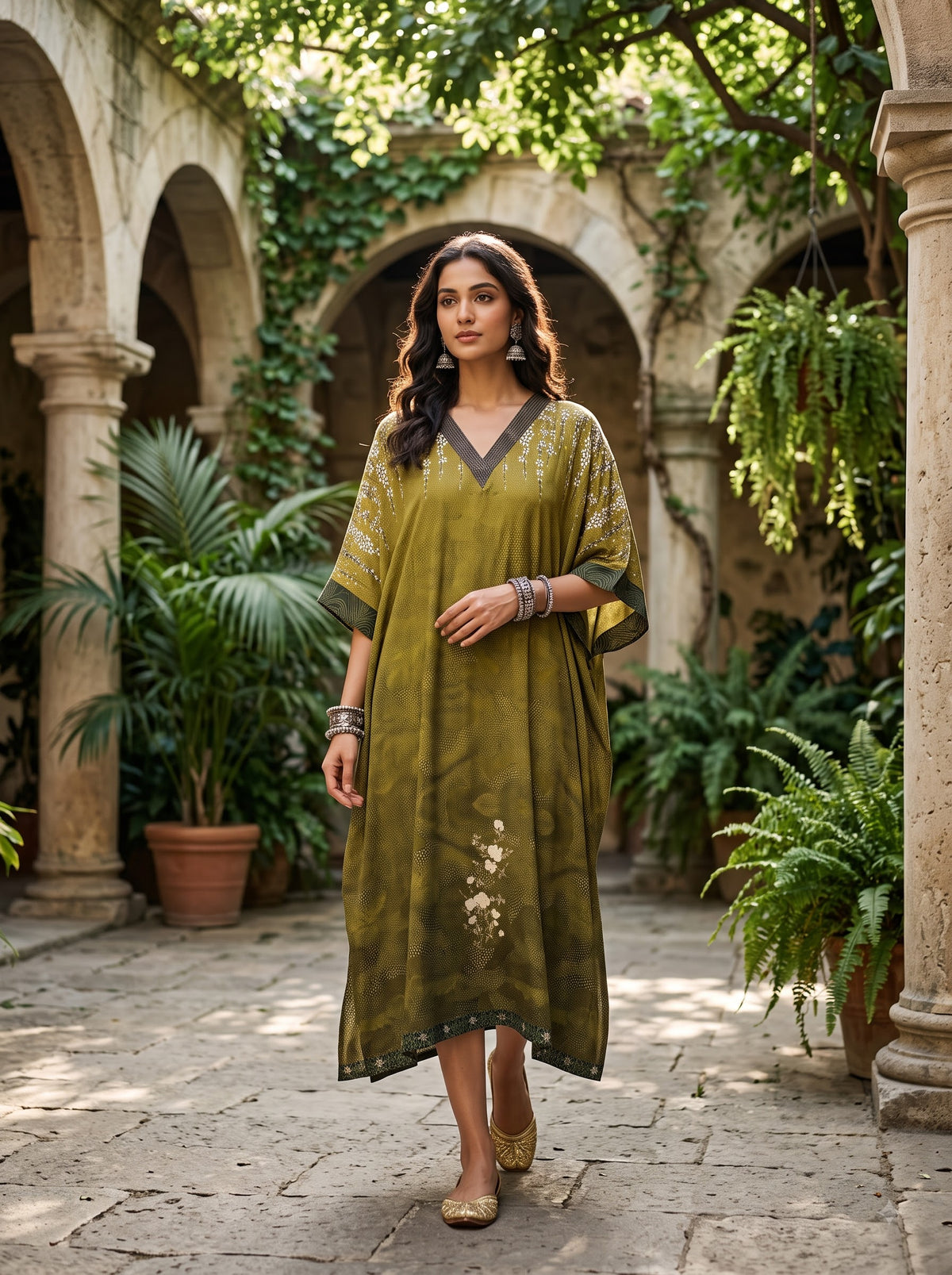 Stitched Cotton mudal Digital Printed Kaftan