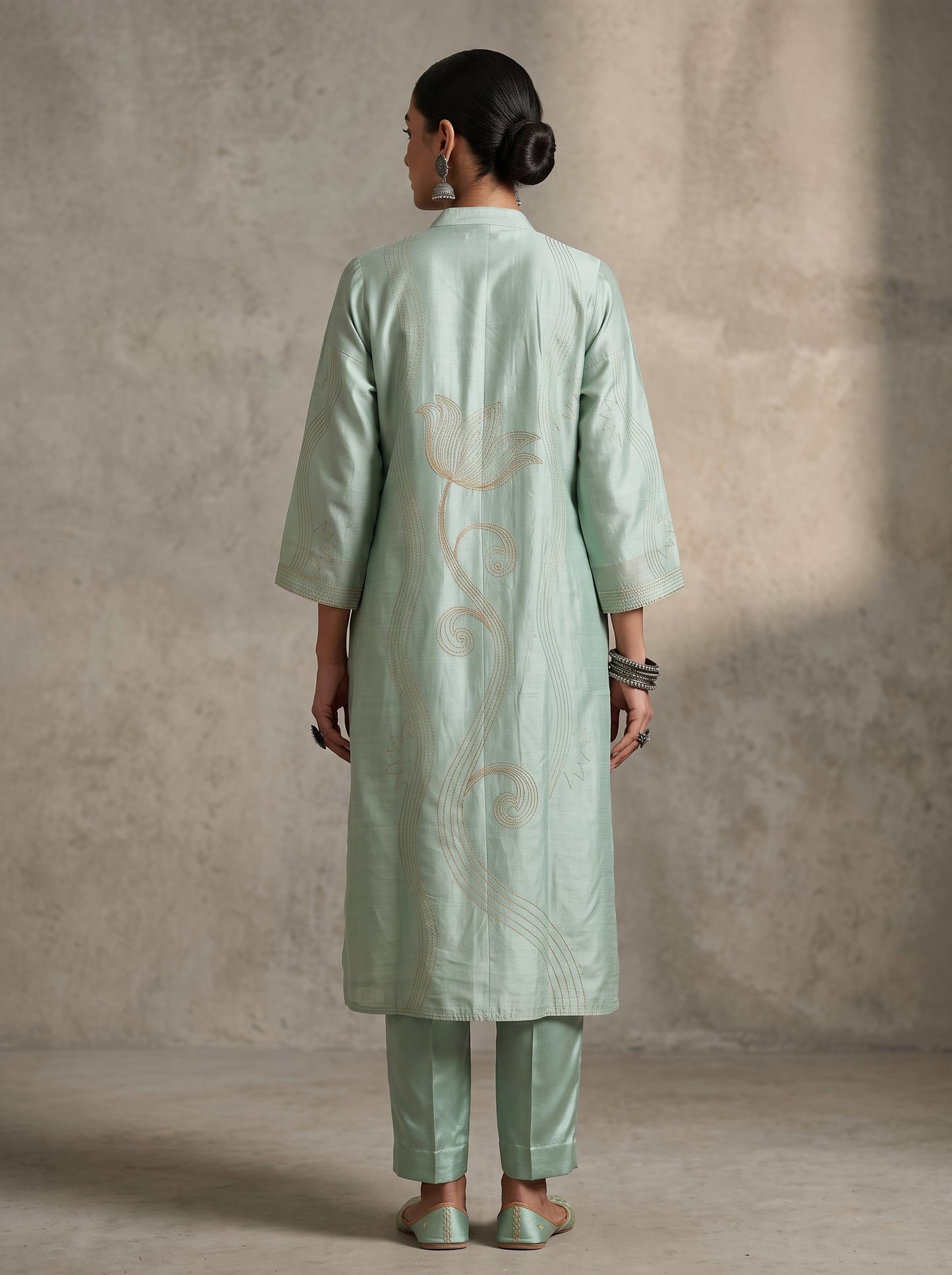 Semi Stitched Chanderi  Formal kurta
