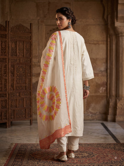 Semi Stitched Chanderi Formal Suitset