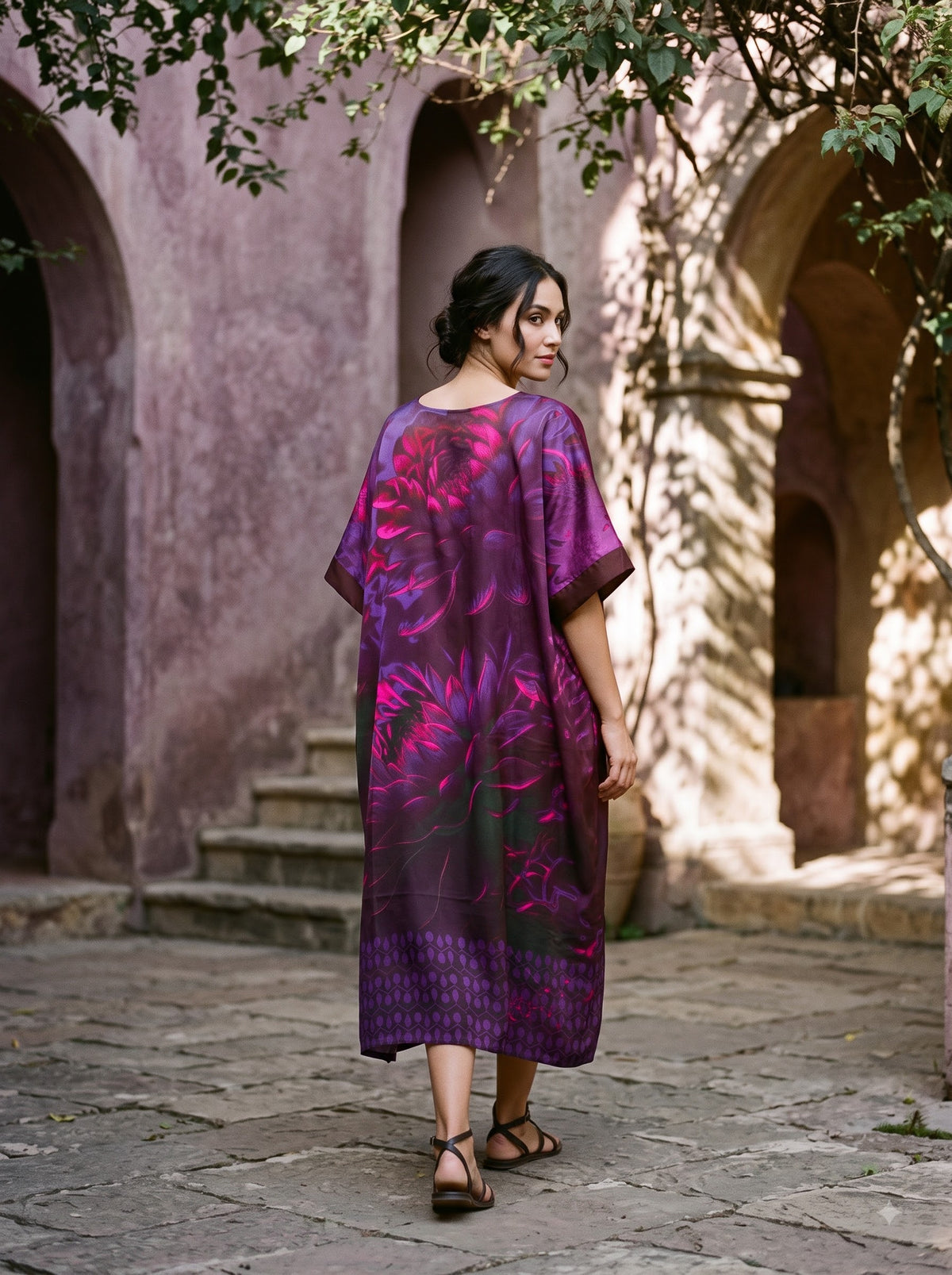 Stitched Cotton mudal Digital Printed Kaftan
