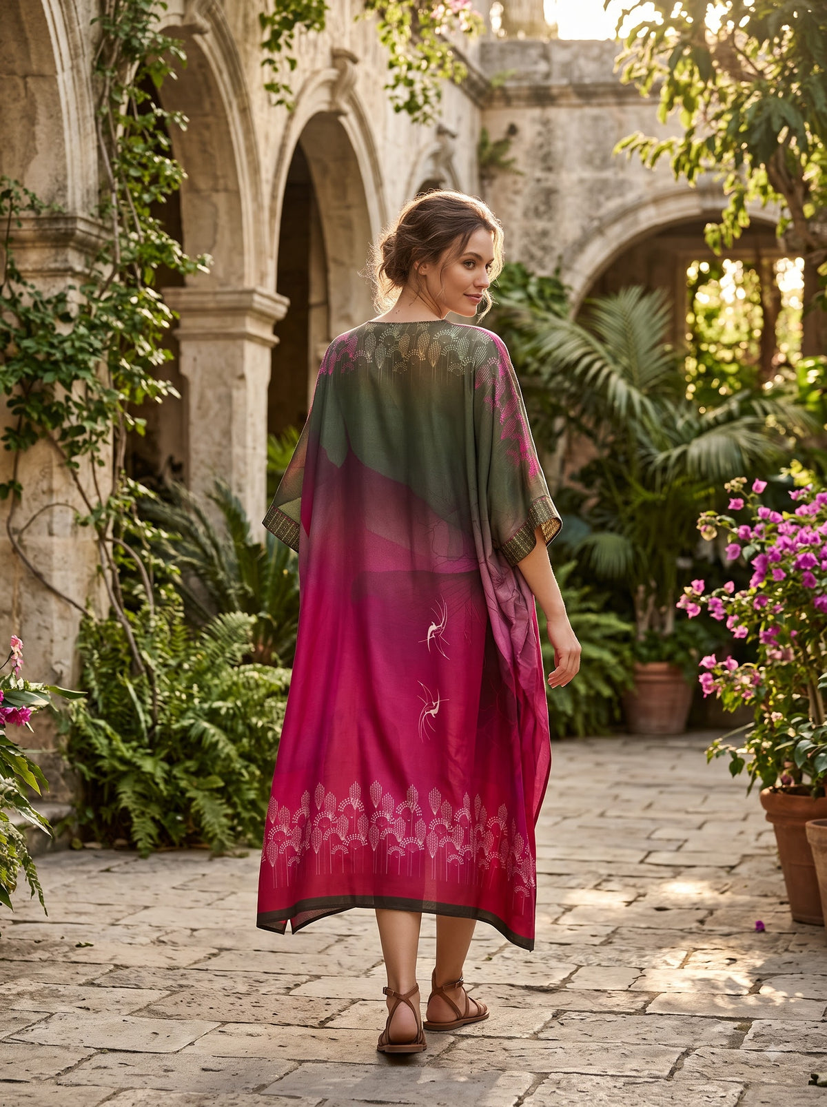 Stitched Cotton mudal Digital Printed Kaftan