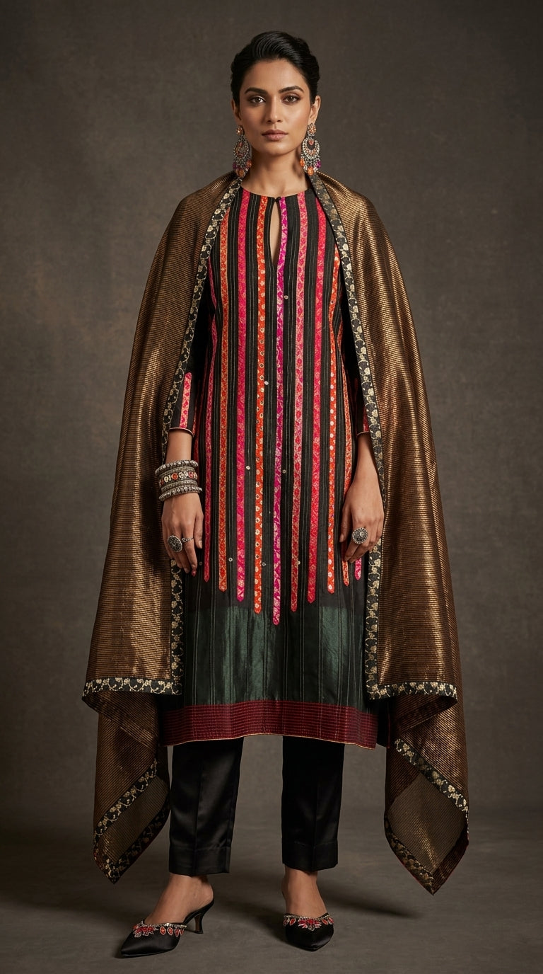 Semi Stitched Formal chanderi Suitset