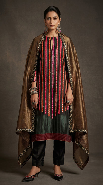 Semi Stitched Formal chanderi Suitset