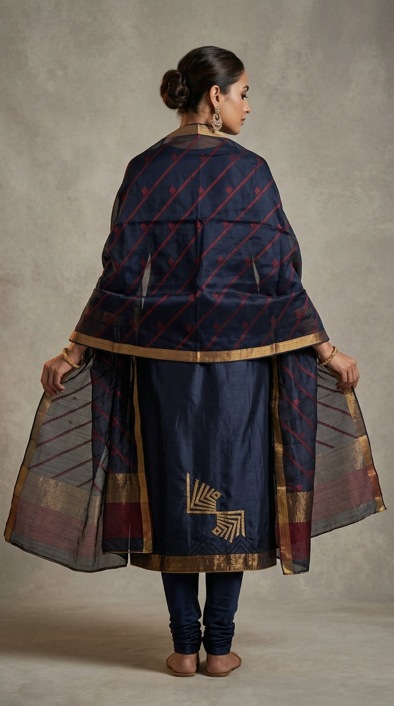 Semi Stitched Formal chanderi Suitset