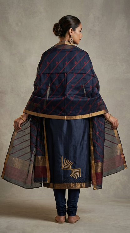 Semi Stitched Formal chanderi Suitset