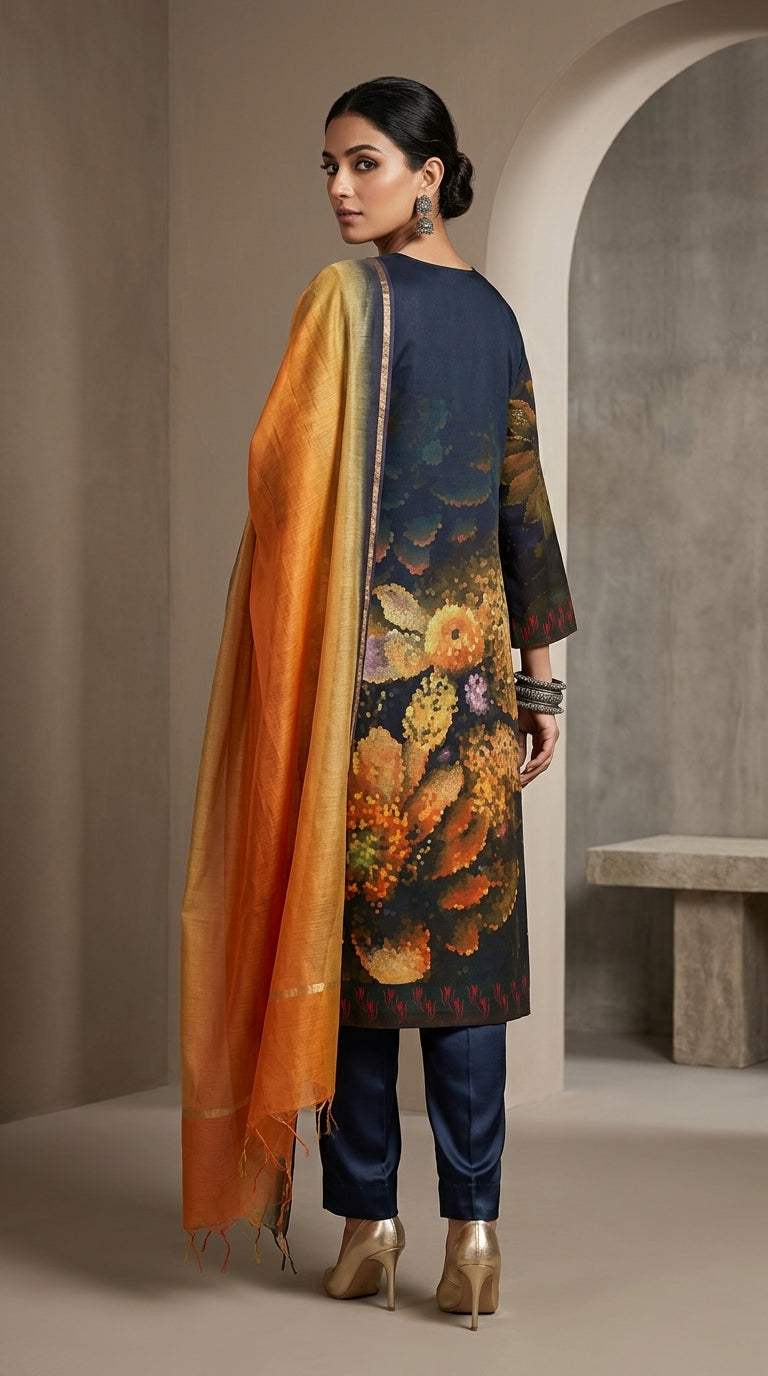 Semistitched Cotton lawn Casual Suitset