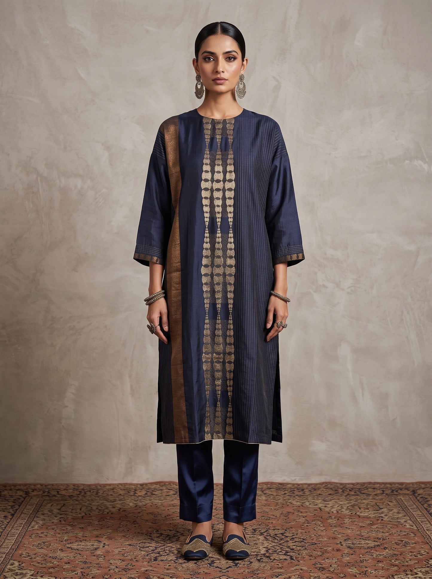 Semi Stitched Chanderi  Formal kurta